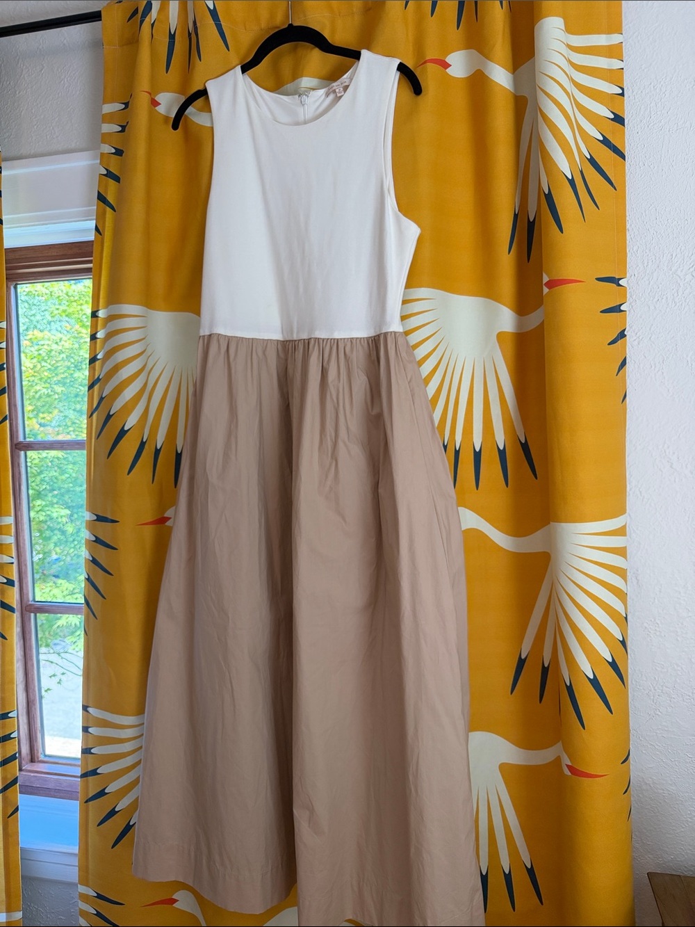 Skies Are Blue White and Tan Sleeveless Maxi Dress